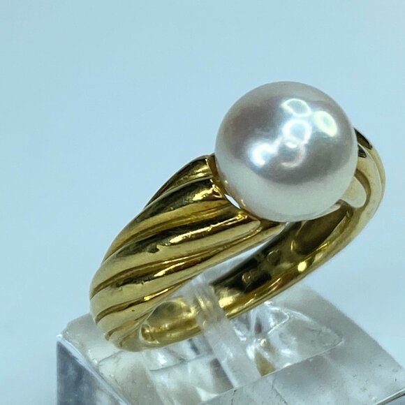 Mikimoto 8.18mm Akoya Pearl 18 karat South Sea Pearl ring 8.25g w/box JR8465 - Picture 7 of 10